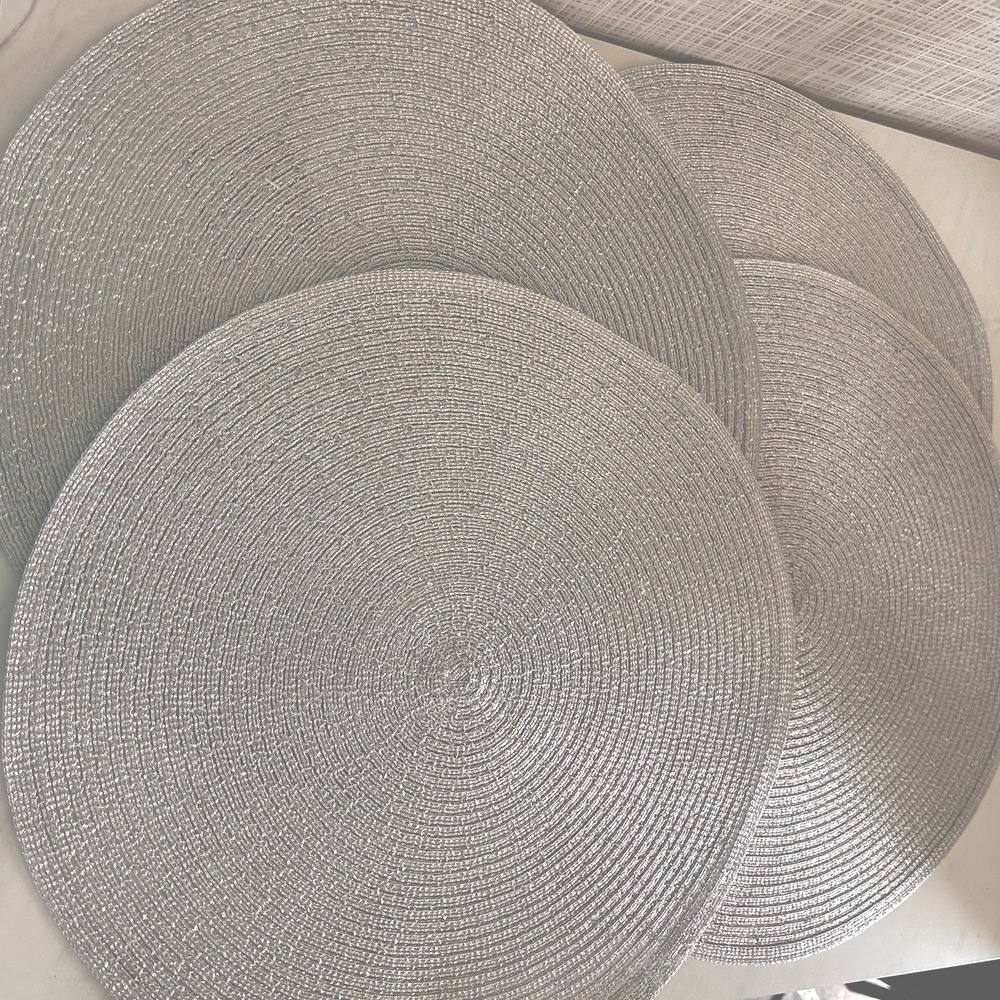 Metallic Silver 15 inch Round Woven Placemat Placemats Set Of 4 Kohl's III